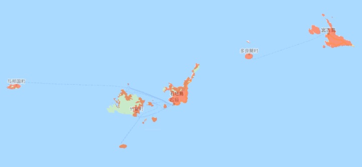 UQモバイル　沖縄　電波状況　離島（石垣島、竹富島、多良間島、宮古島、与那国島）